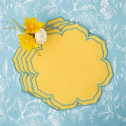 Outlet Mrs. Alice Fleur Yellow Placemats & Napkins (Set Of 4)