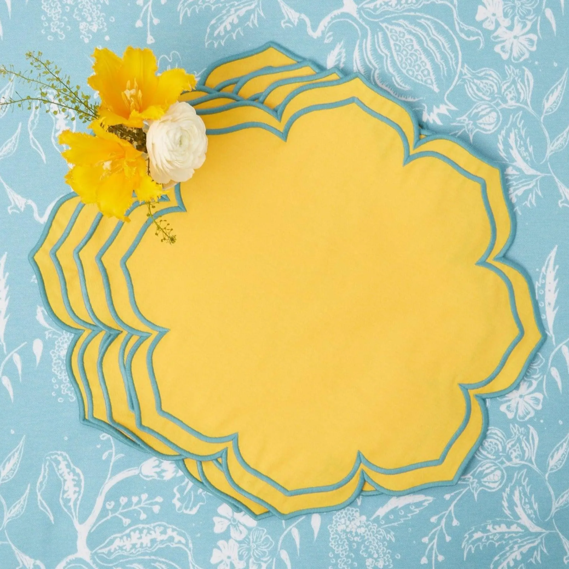 Best Mrs. Alice Fleur Yellow Placemats (Set Of 4)