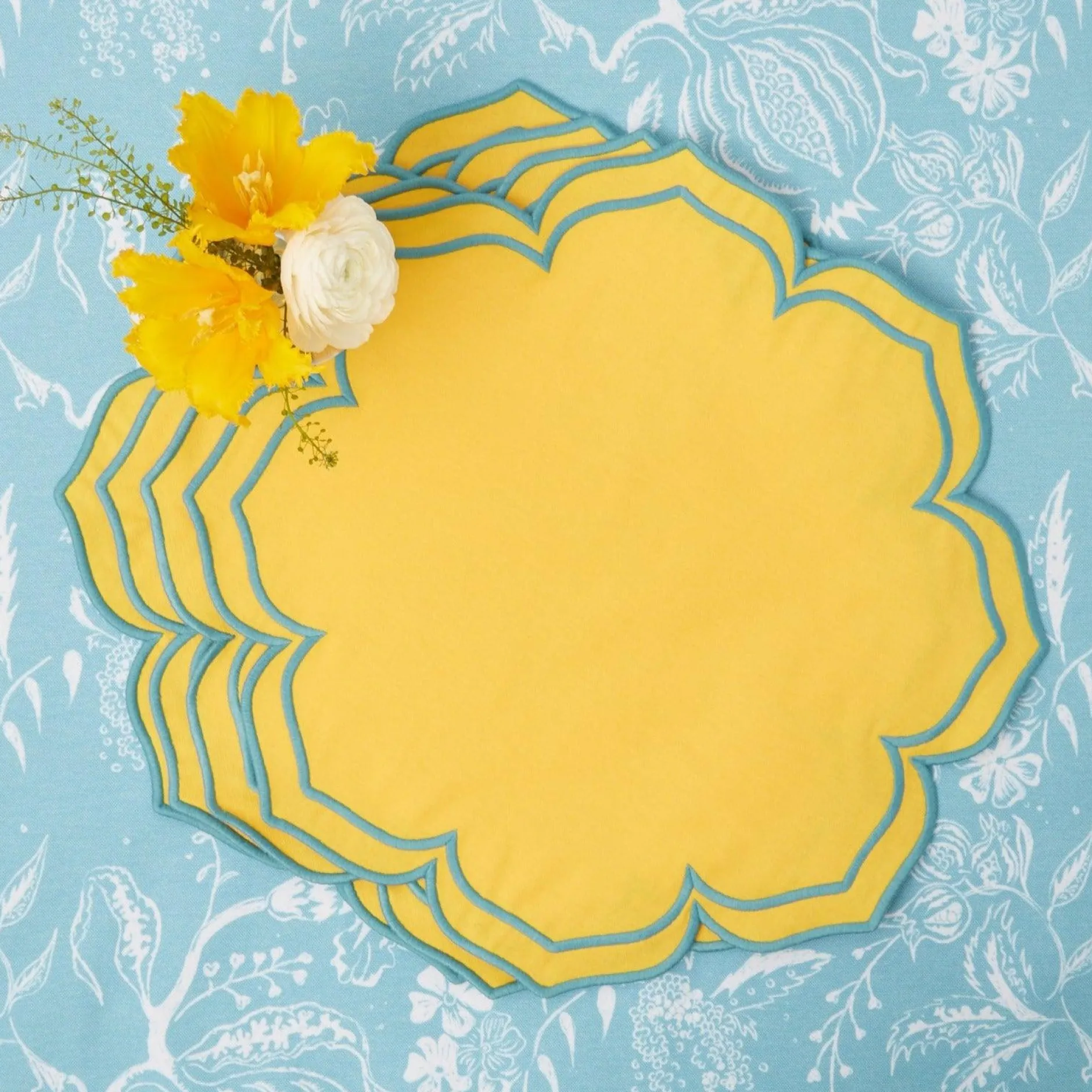 Best Mrs. Alice Fleur Yellow Placemats (Set Of 4)