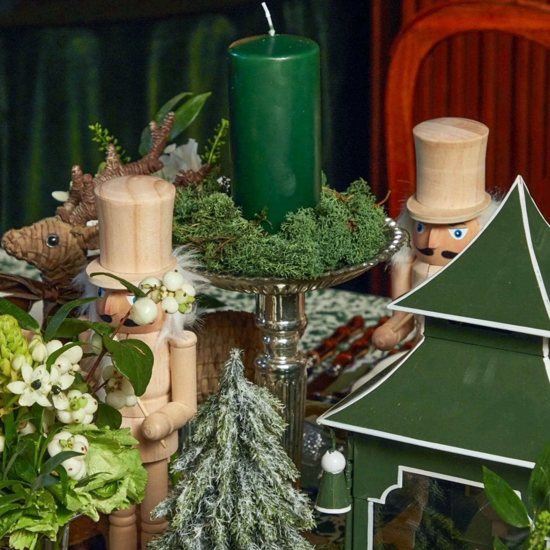 Best Mrs. Alice Forest Green Pillar Candles (Pair)