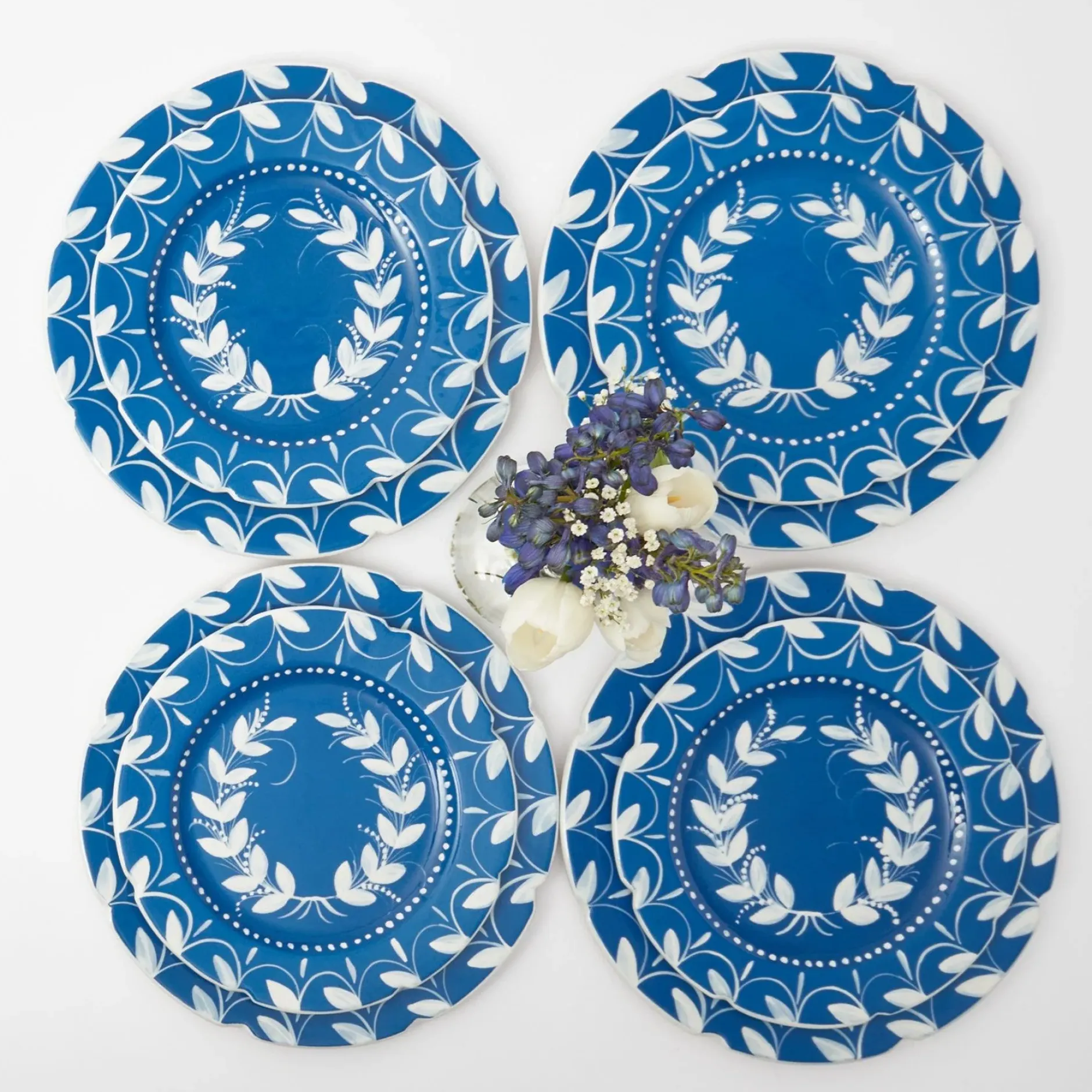 Sale Mrs. Alice French Blue Garland Dinner & Starter Plates (Set Of 8)