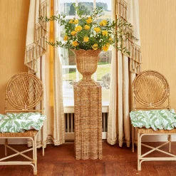 Sale Mrs. Alice Frilled Green Ikat Seat Pad Cushion