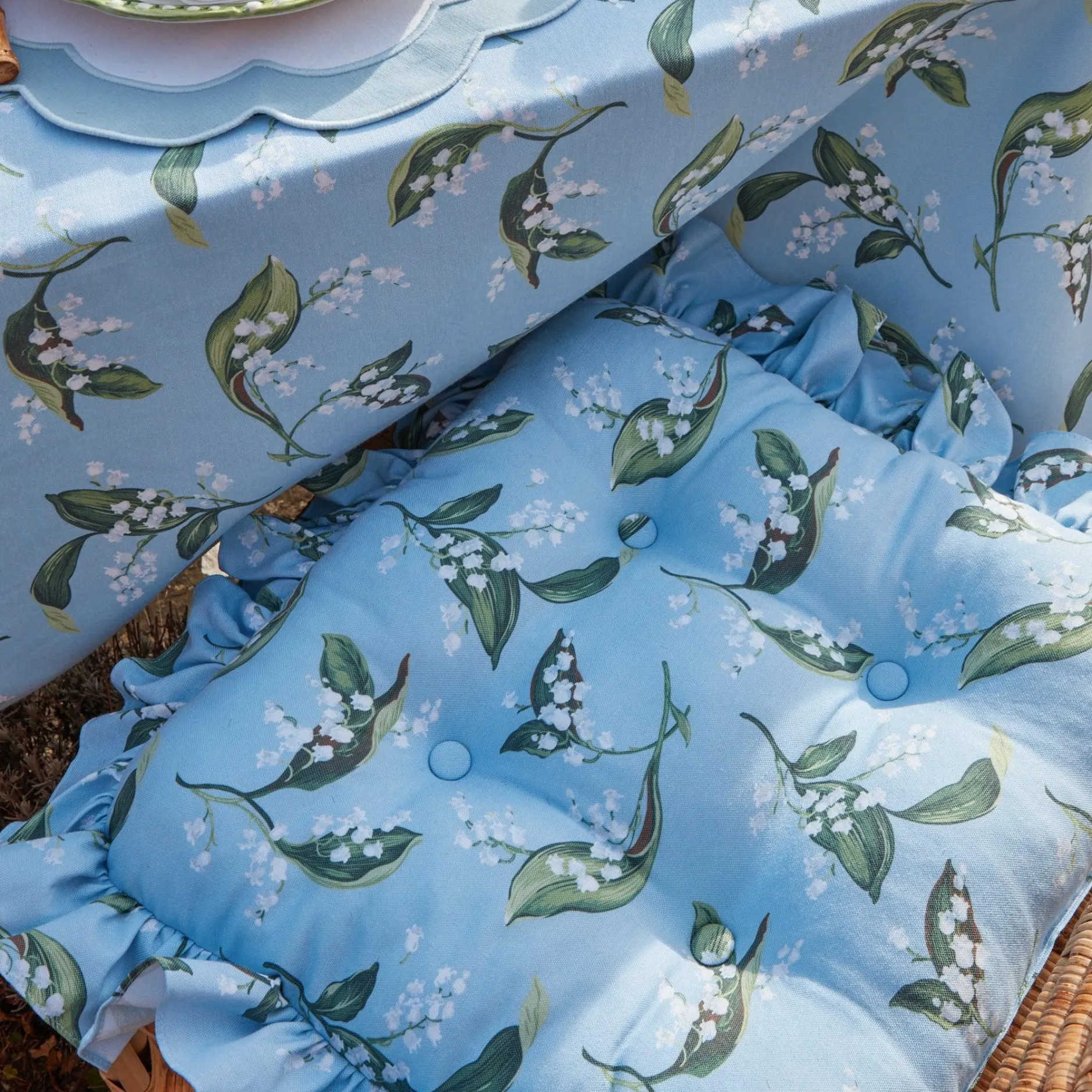 Sale Mrs. Alice Frilled Lily Of The Valley Seat Pad Cushion