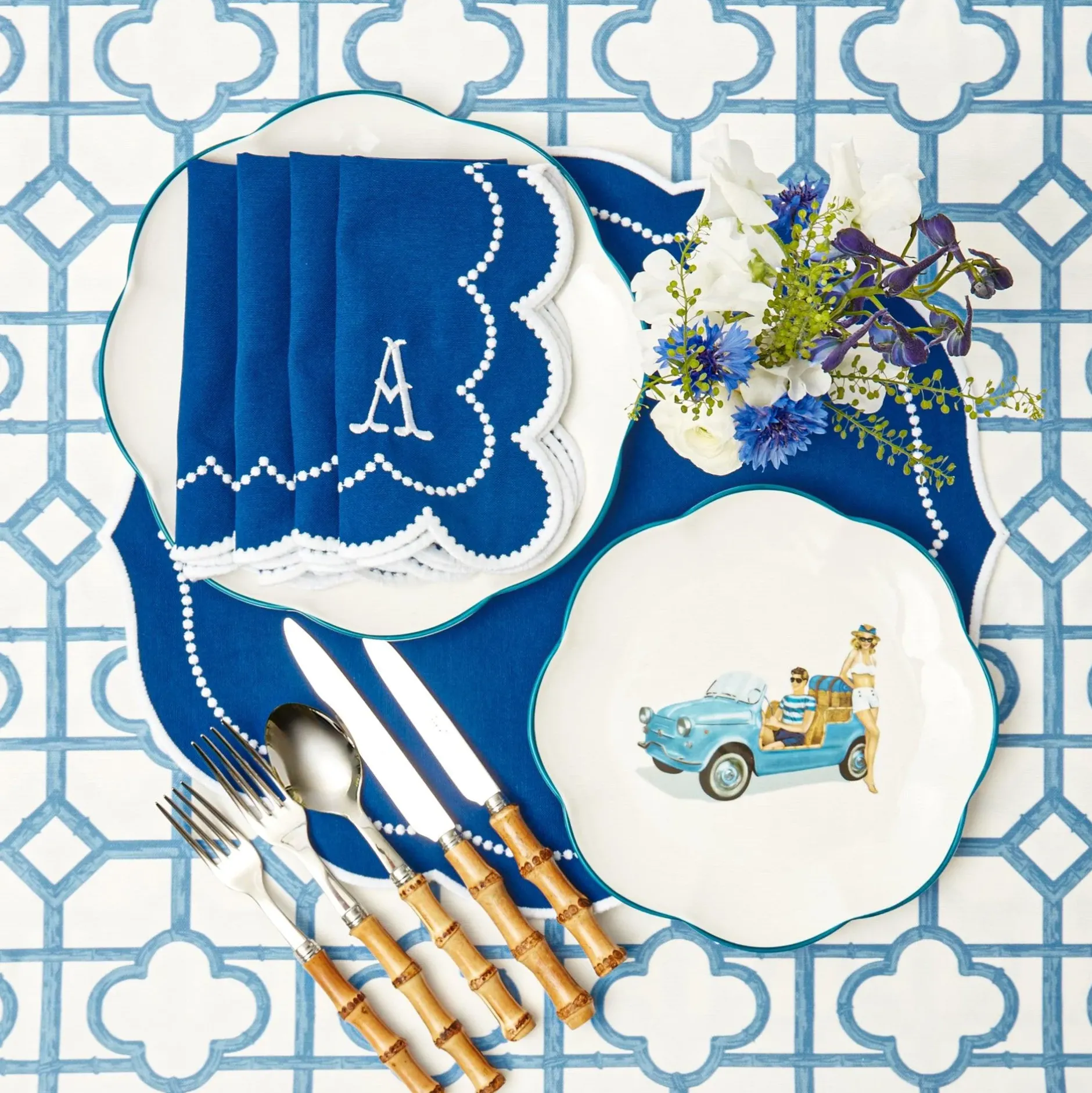 Outlet Mrs. Alice Gabrielle Blue Napkins (Set Of 4)