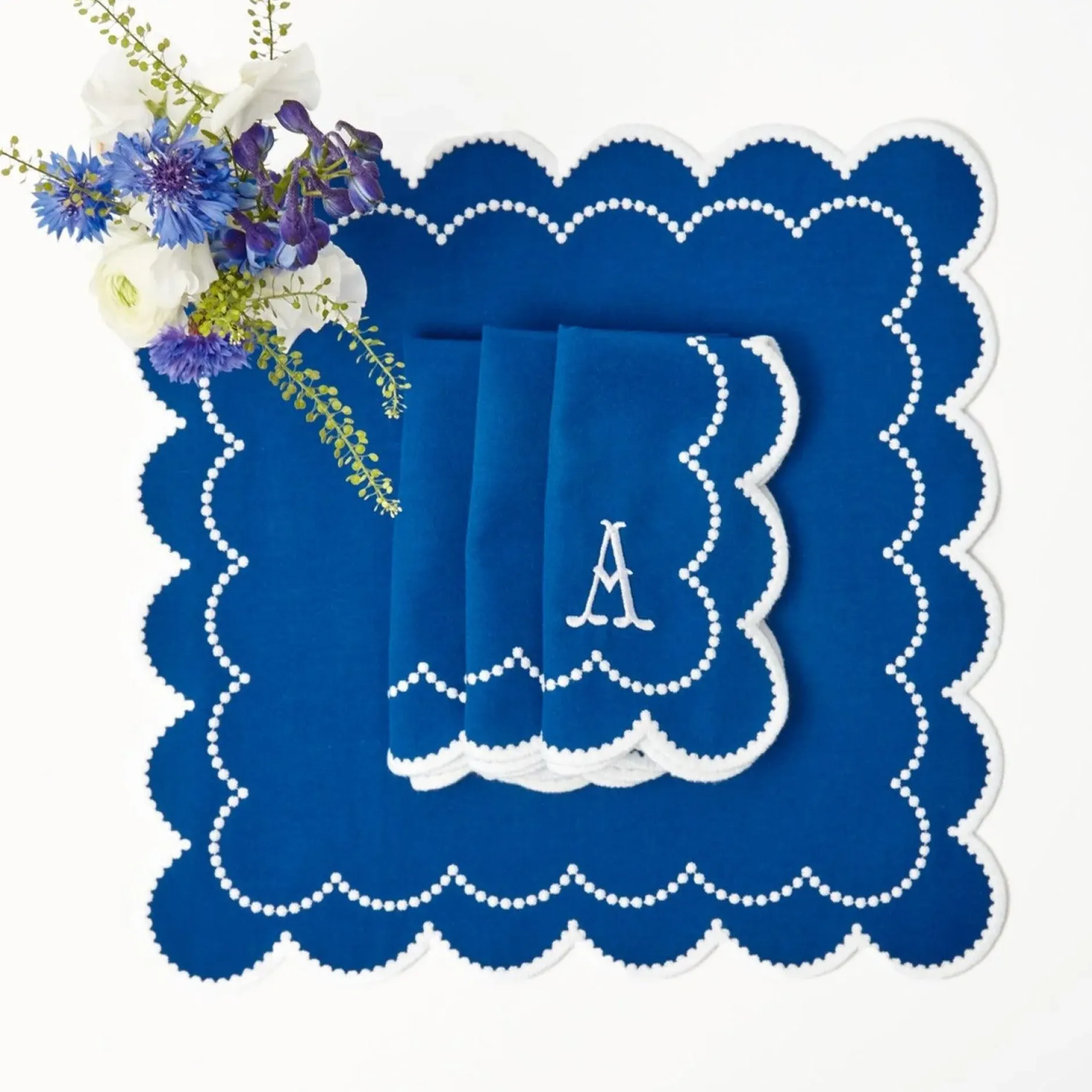 New Mrs. Alice Gabrielle Blue Placemats & Napkins (Set Of 4)