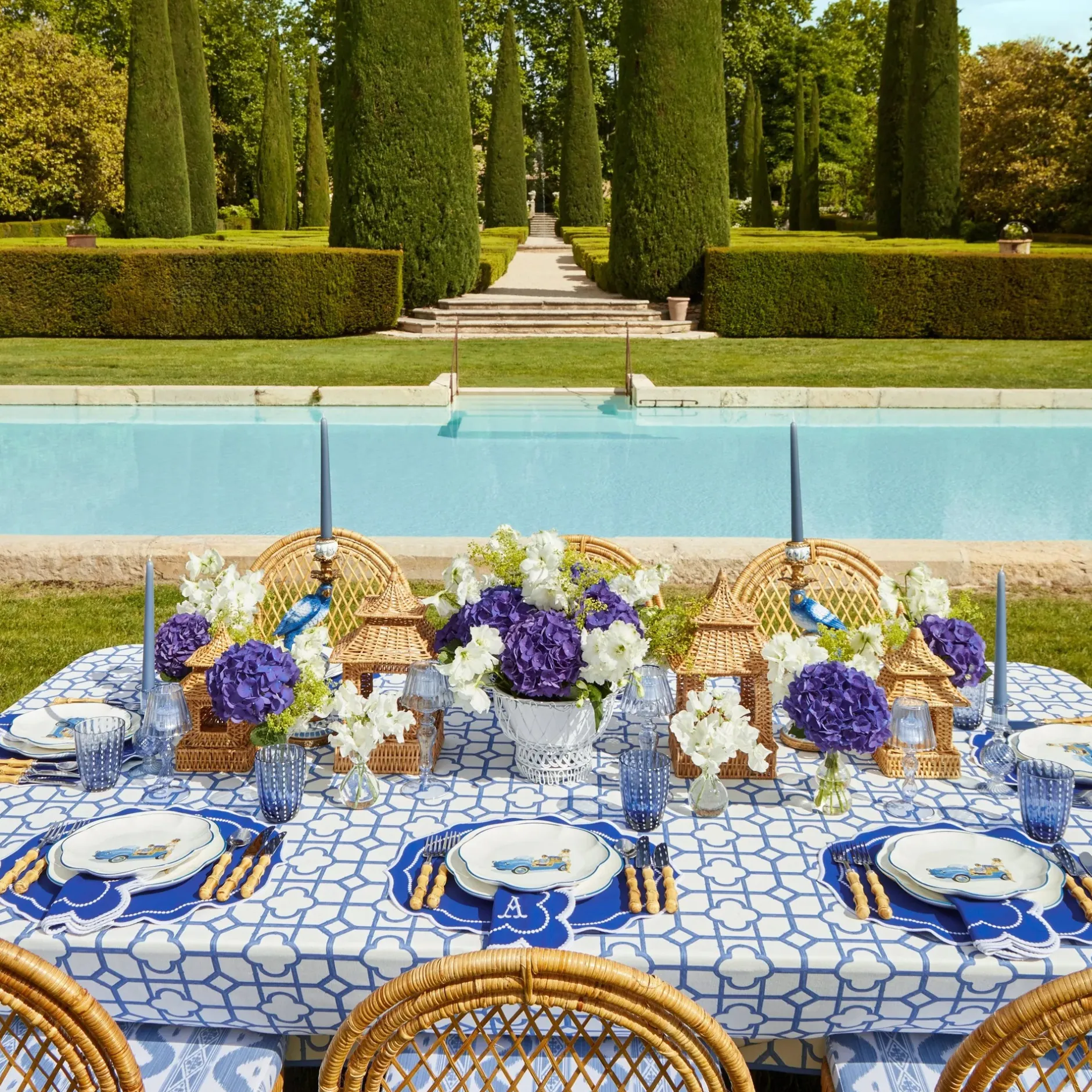 New Mrs. Alice Gabrielle Blue Placemats & Napkins (Set Of 4)