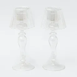 Best Mrs. Alice Glass Lantern Tea Light Holder (Pair) - 24Cm