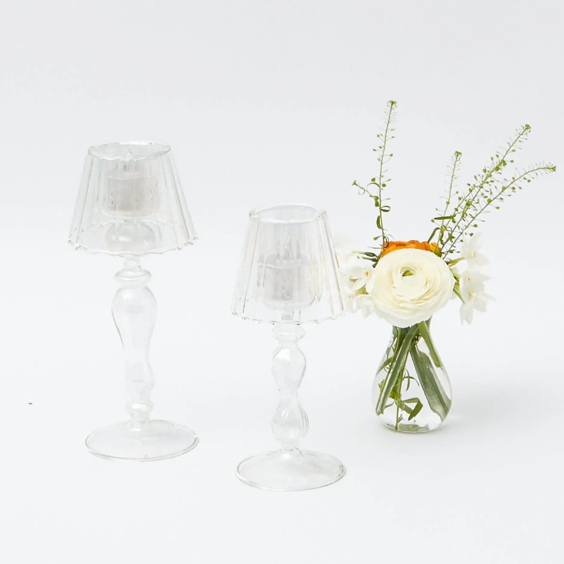 Mrs. Alice Glass Lantern Tea Light Holder (Pair) - 24Cm