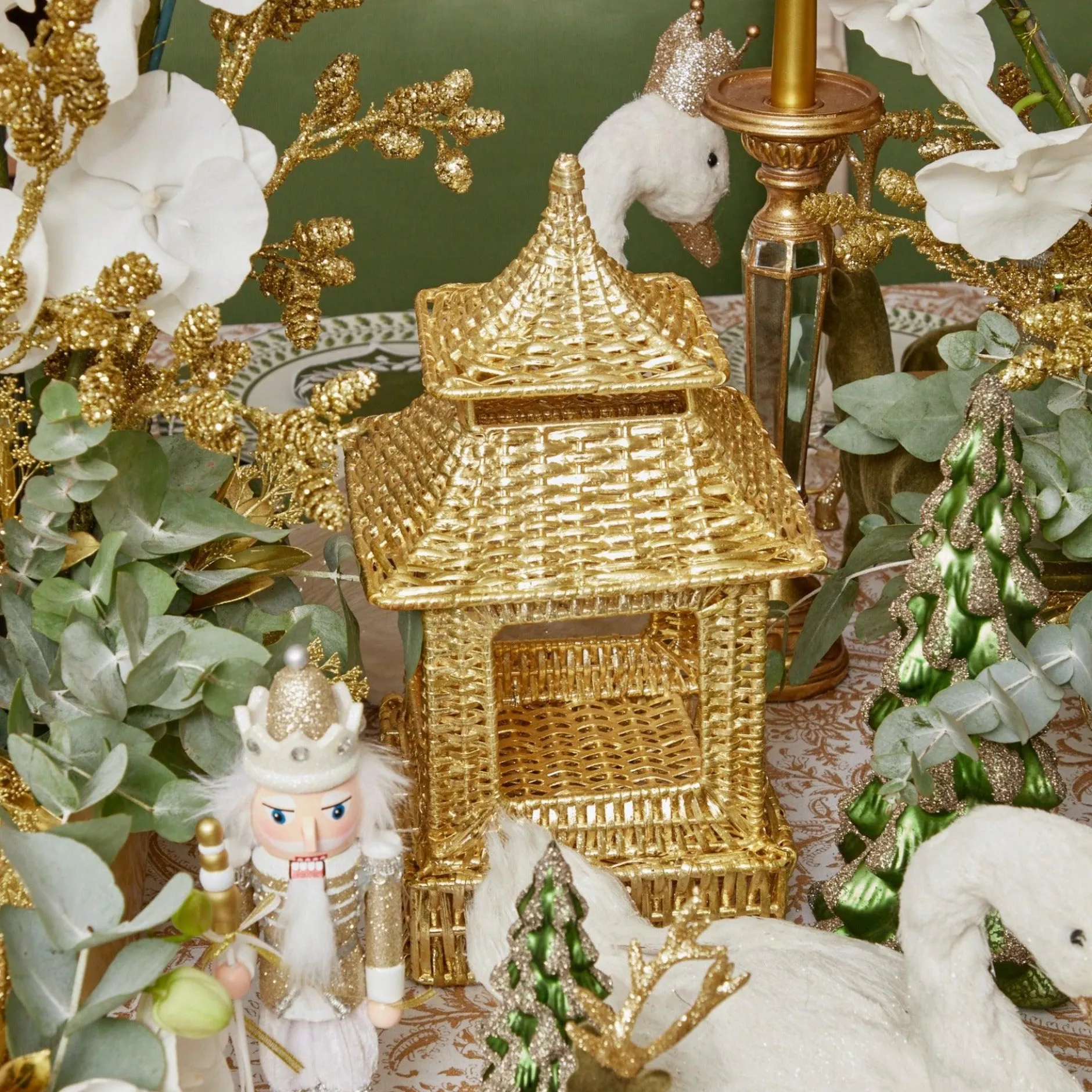 Sale Mrs. Alice Gold Rattan Pagoda Lantern