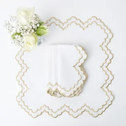 New Mrs. Alice Gold Snowflake Napkins (Set Of 4)