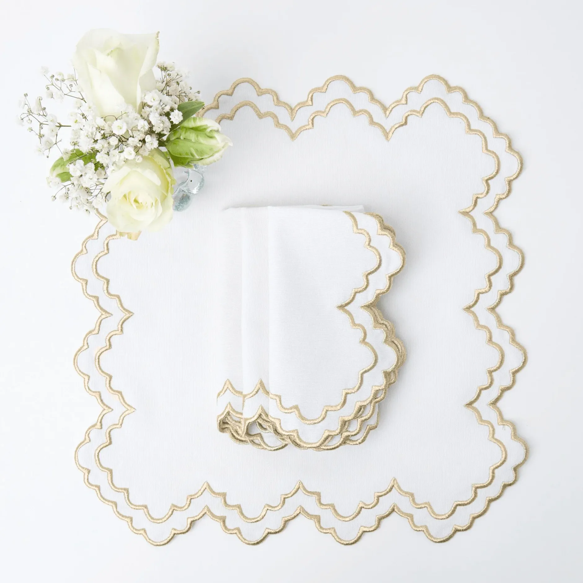 New Mrs. Alice Gold Snowflake Napkins (Set Of 4)