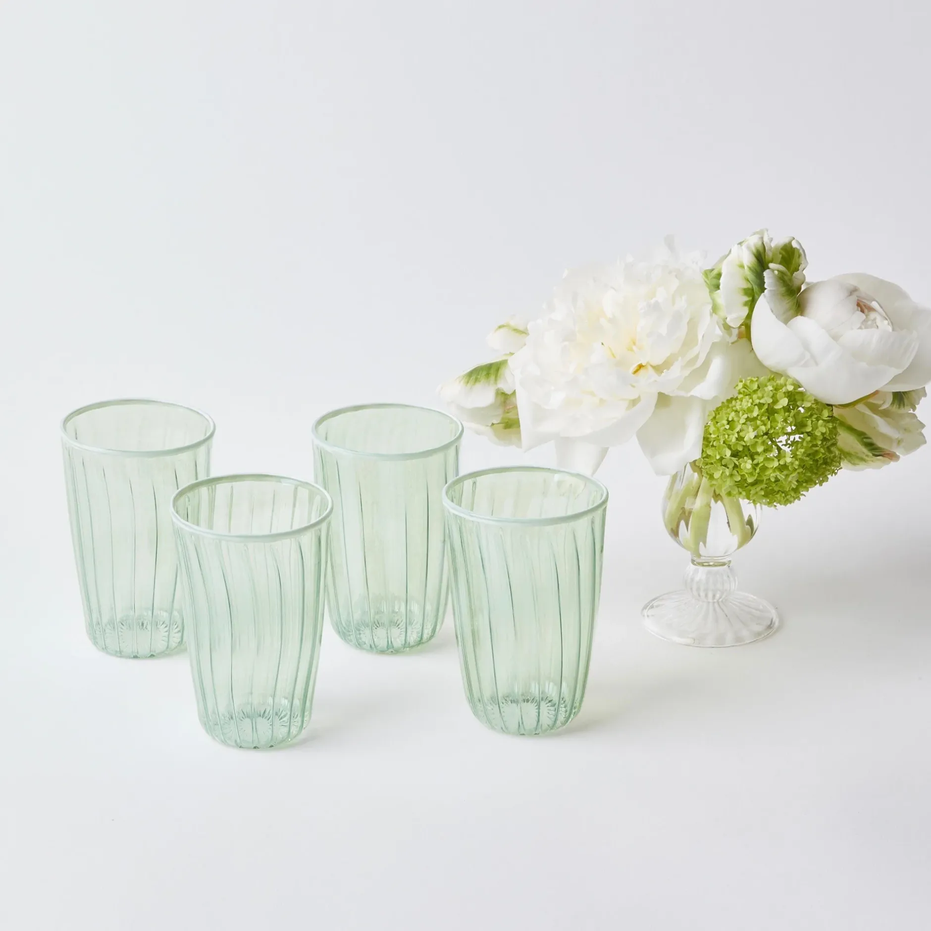 Sale Mrs. Alice Green & White Rim Water Glasses (Set Of 4)