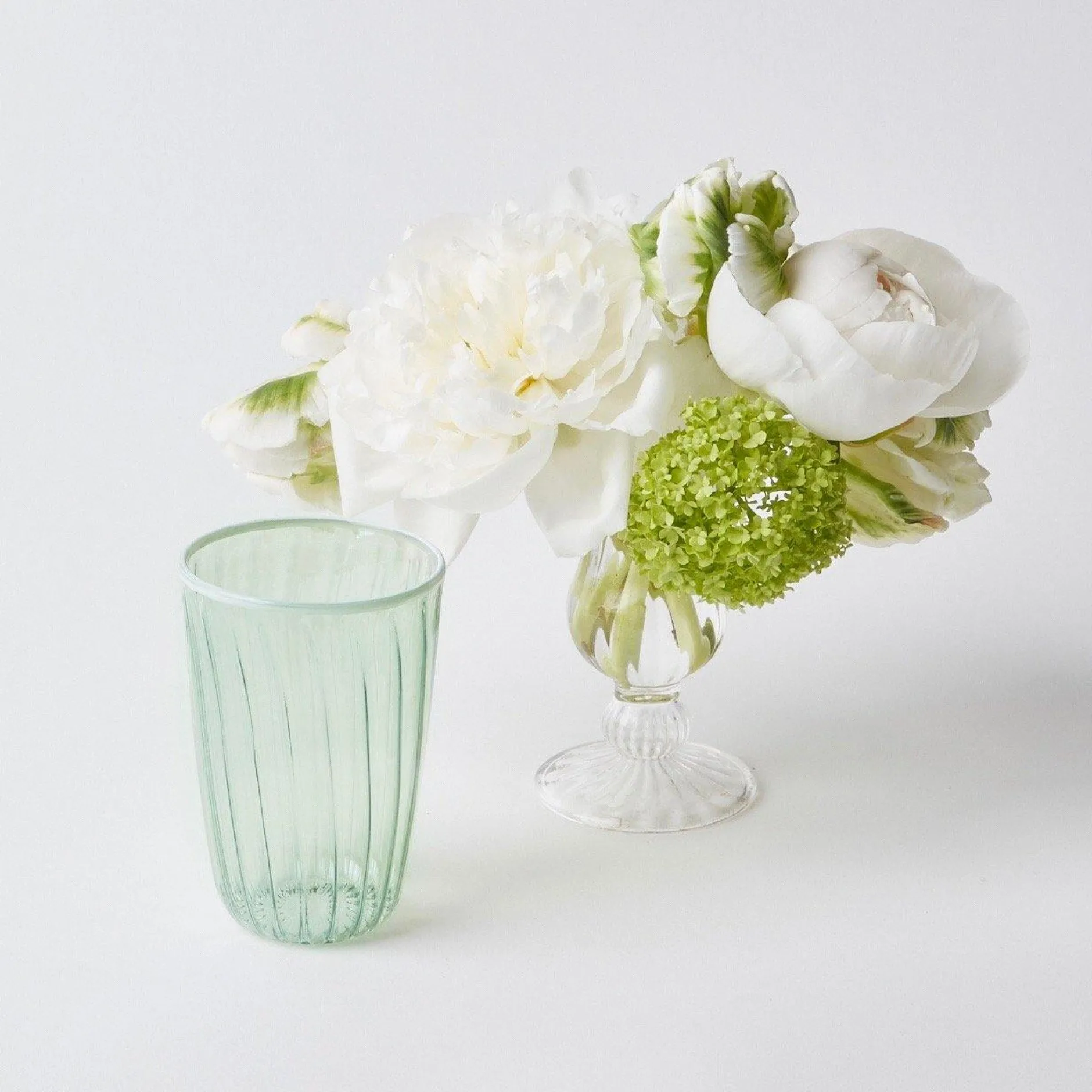 Sale Mrs. Alice Green & White Rim Water Glasses (Set Of 4)