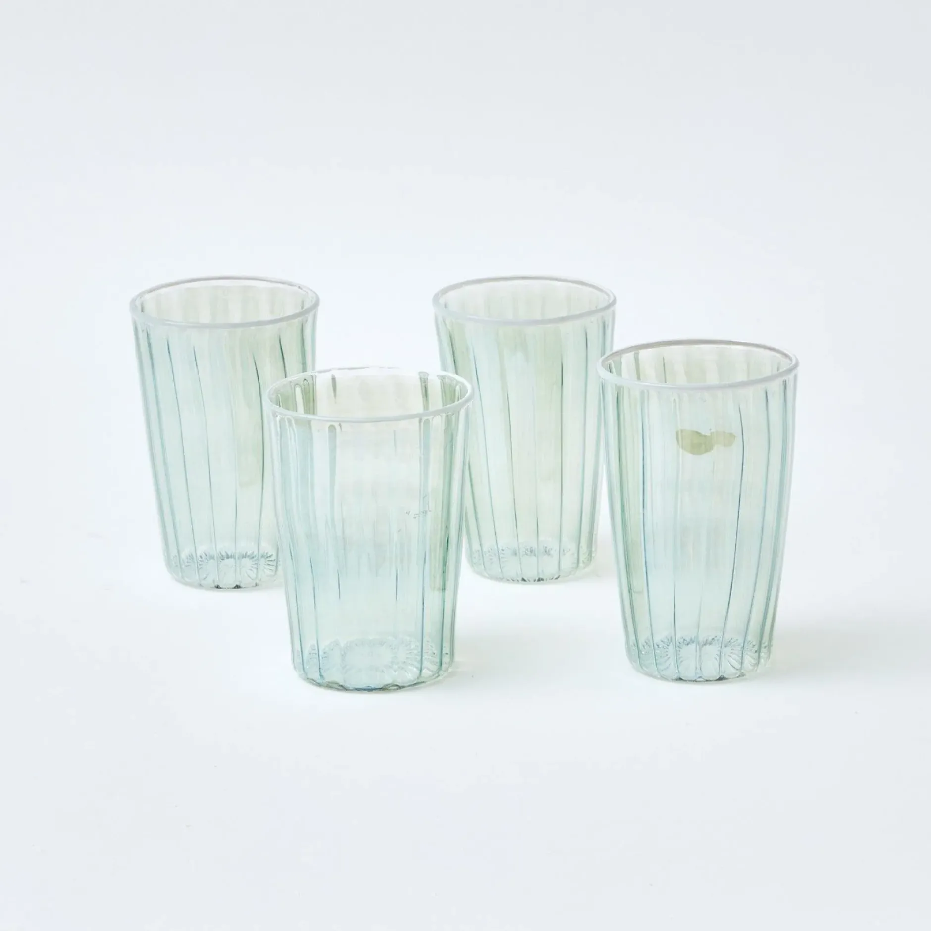 Sale Mrs. Alice Green & White Rim Water Glasses (Set Of 4)