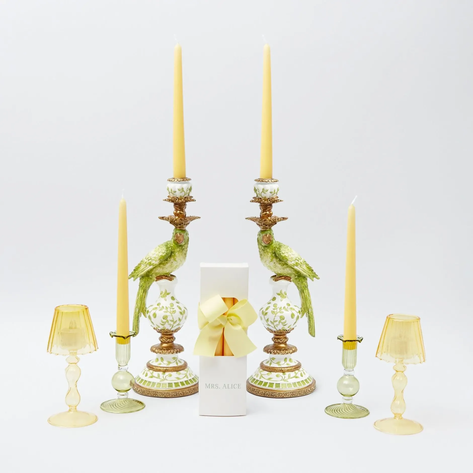 Outlet Mrs. Alice Green & Yellow Parrot Candlescape