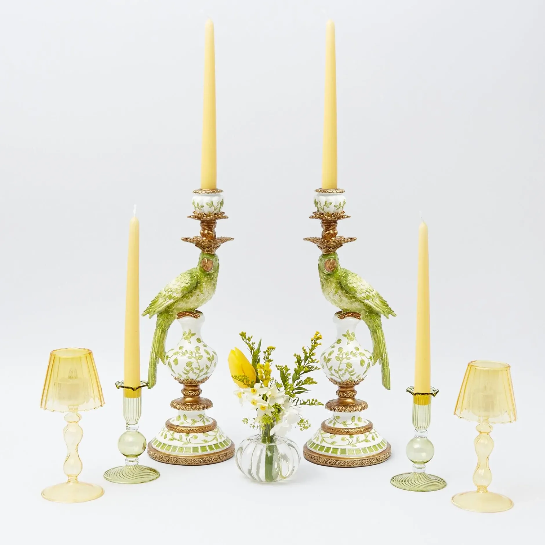Outlet Mrs. Alice Green & Yellow Parrot Candlescape