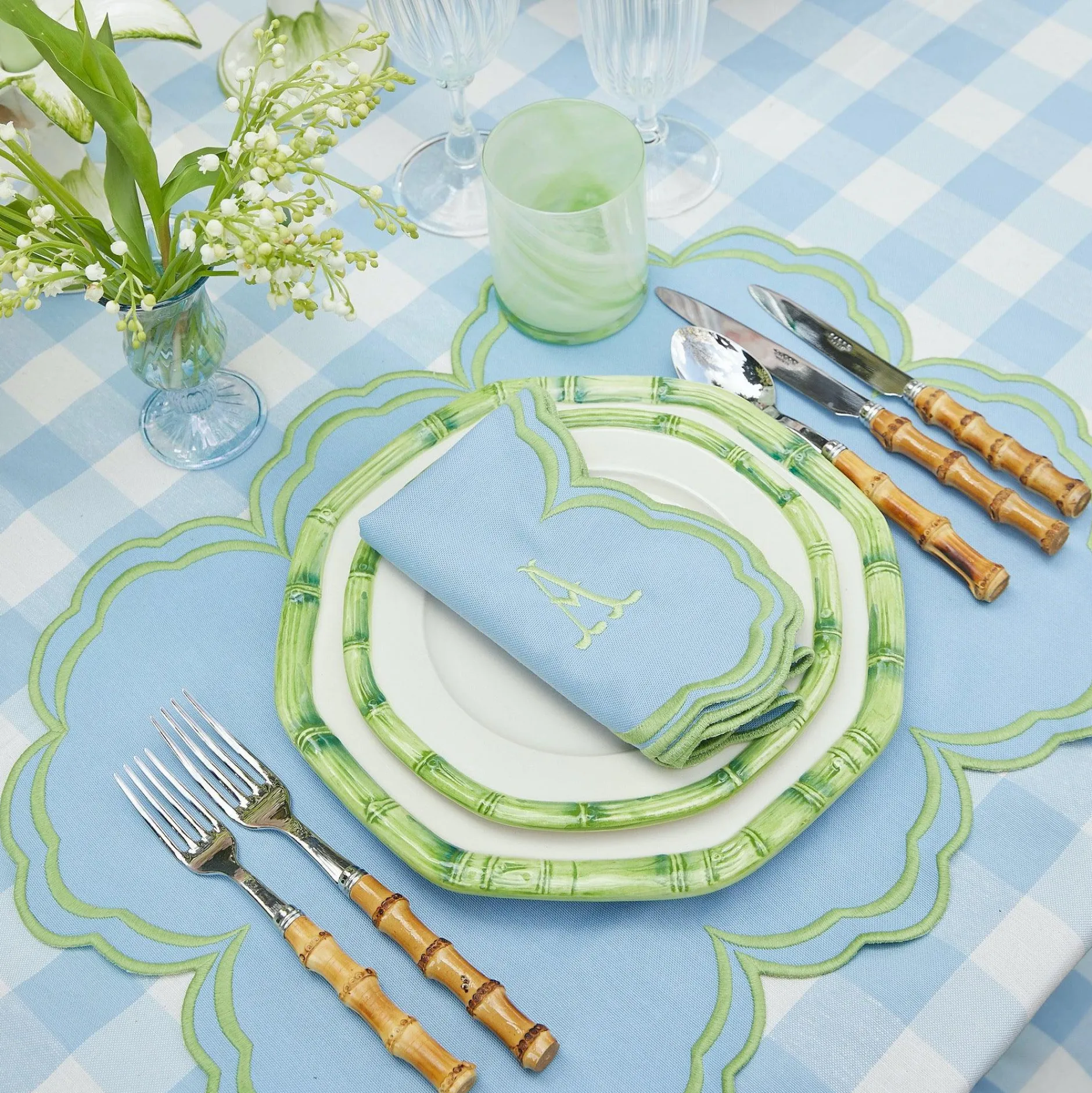 Best Mrs. Alice Green Geometric Bamboo Starter Plate