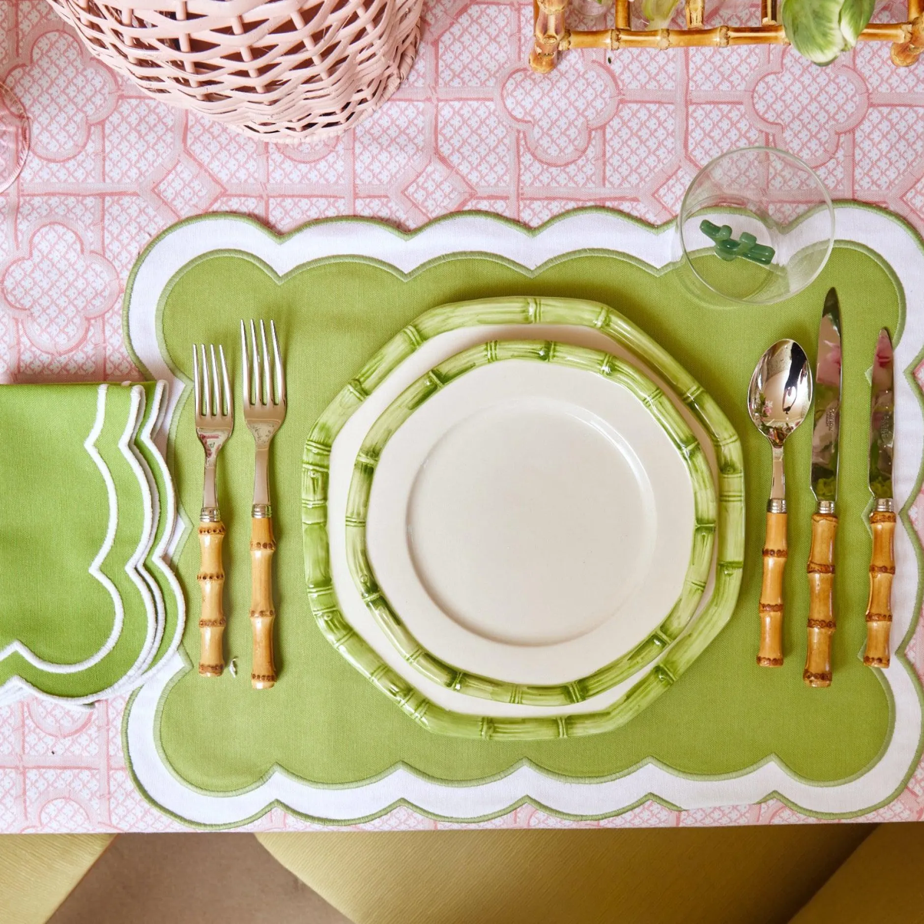 Outlet Mrs. Alice Green Geometric Bamboo Starter Plate