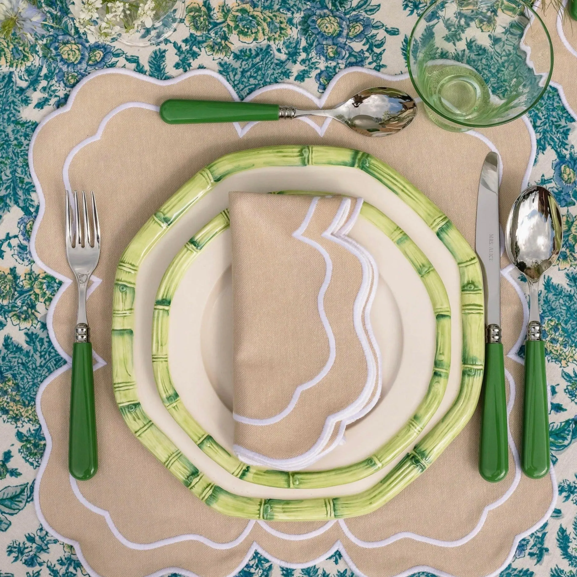 Best Mrs. Alice Green Geometric Bamboo Starter Plate (Set Of 4)