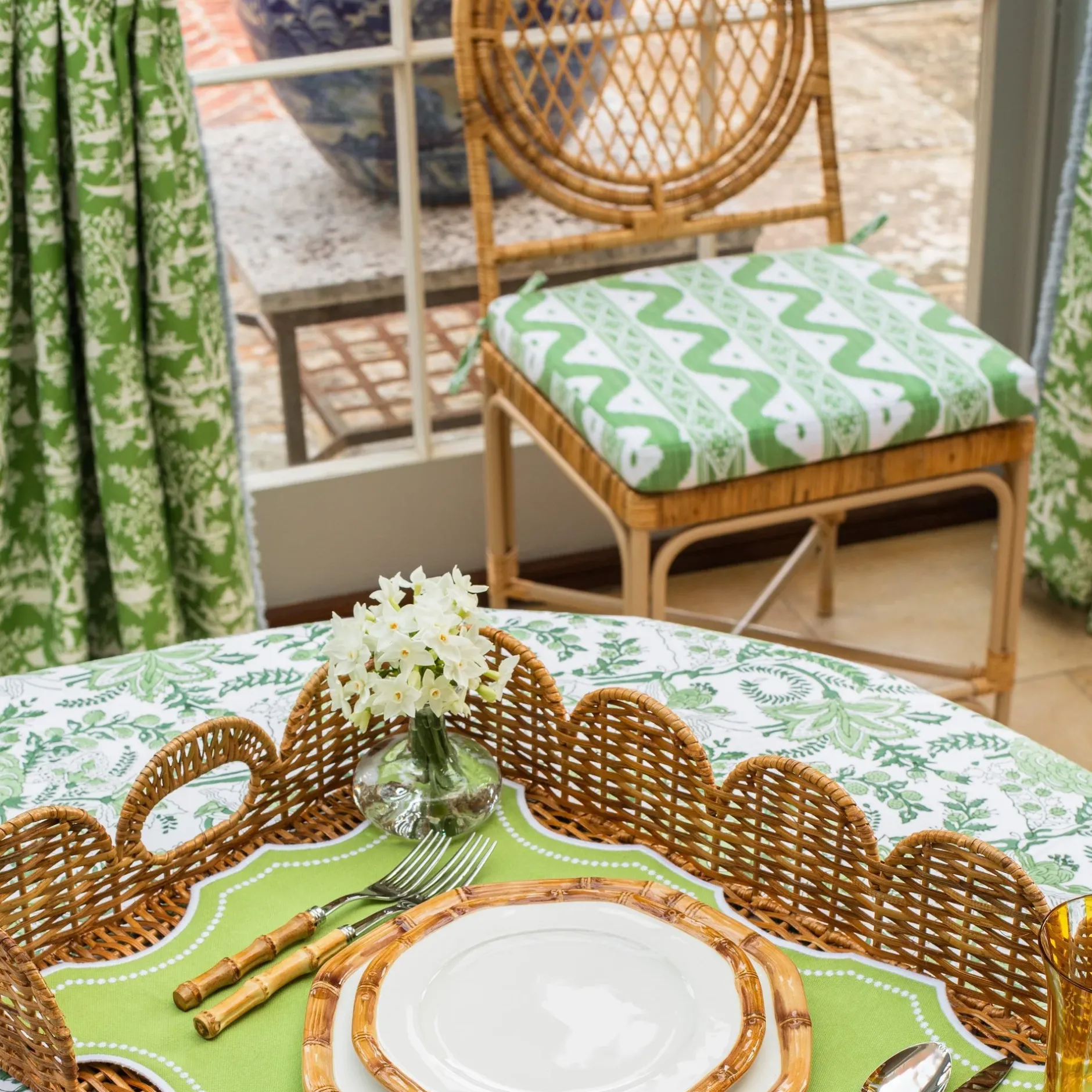 Sale Mrs. Alice Green Ikat Seat Pad Cushion