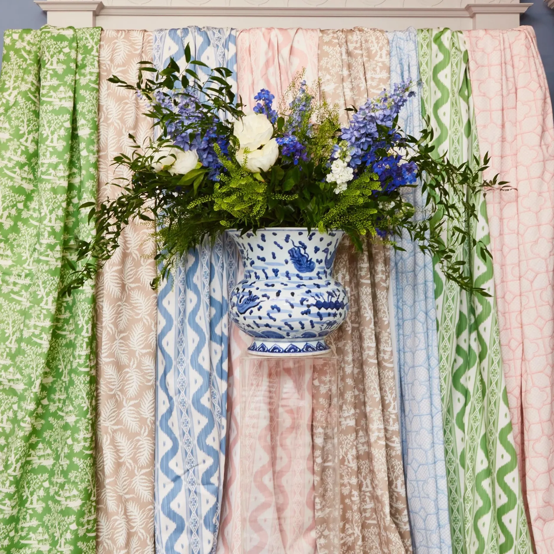 New Mrs. Alice Green Ikat Stripe Fabric