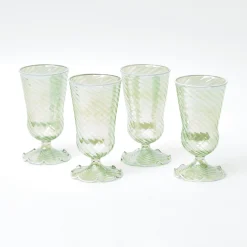 Online Mrs. Alice Green White Rim Frilled Glasses (Set Of 4)