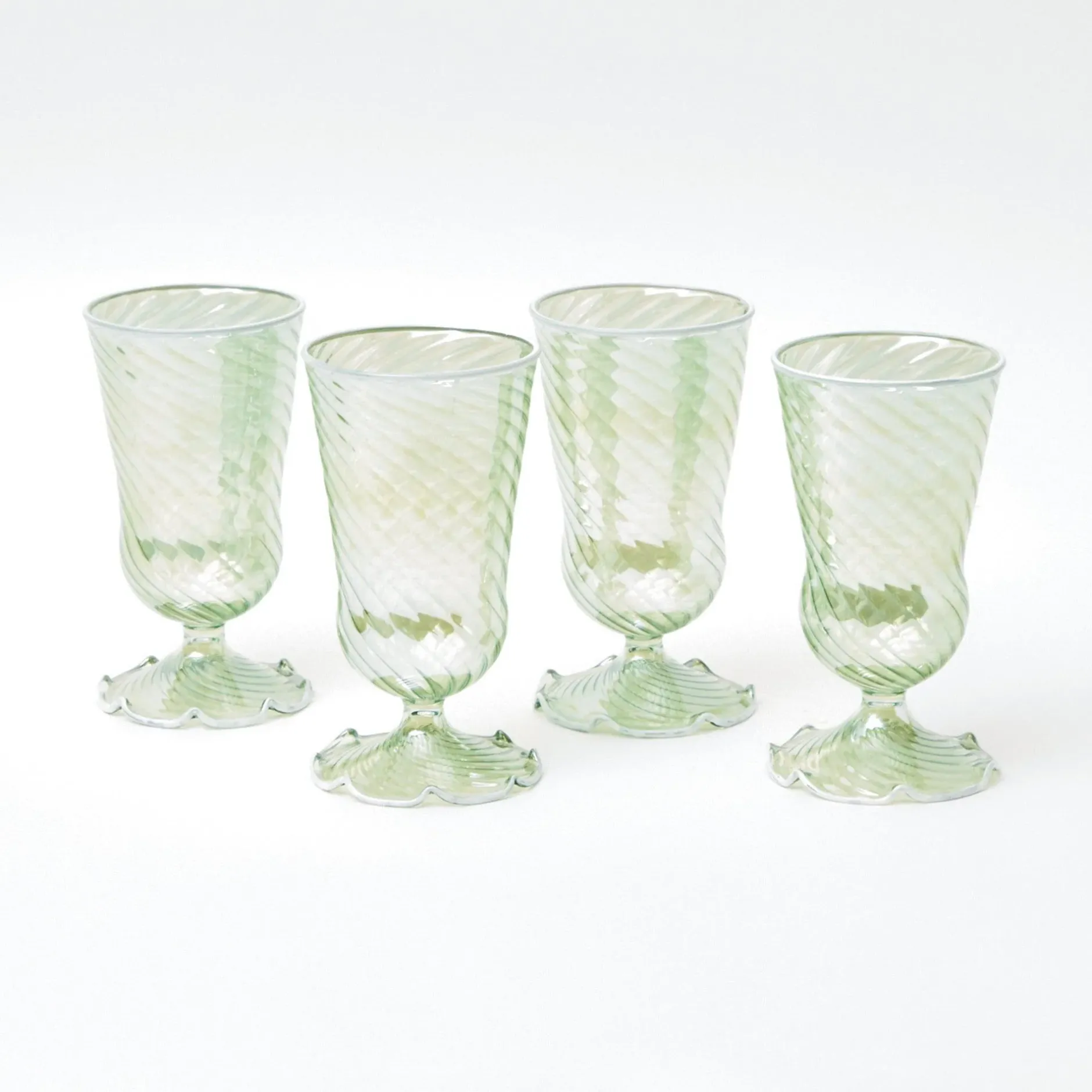 Online Mrs. Alice Green White Rim Frilled Glasses (Set Of 4)