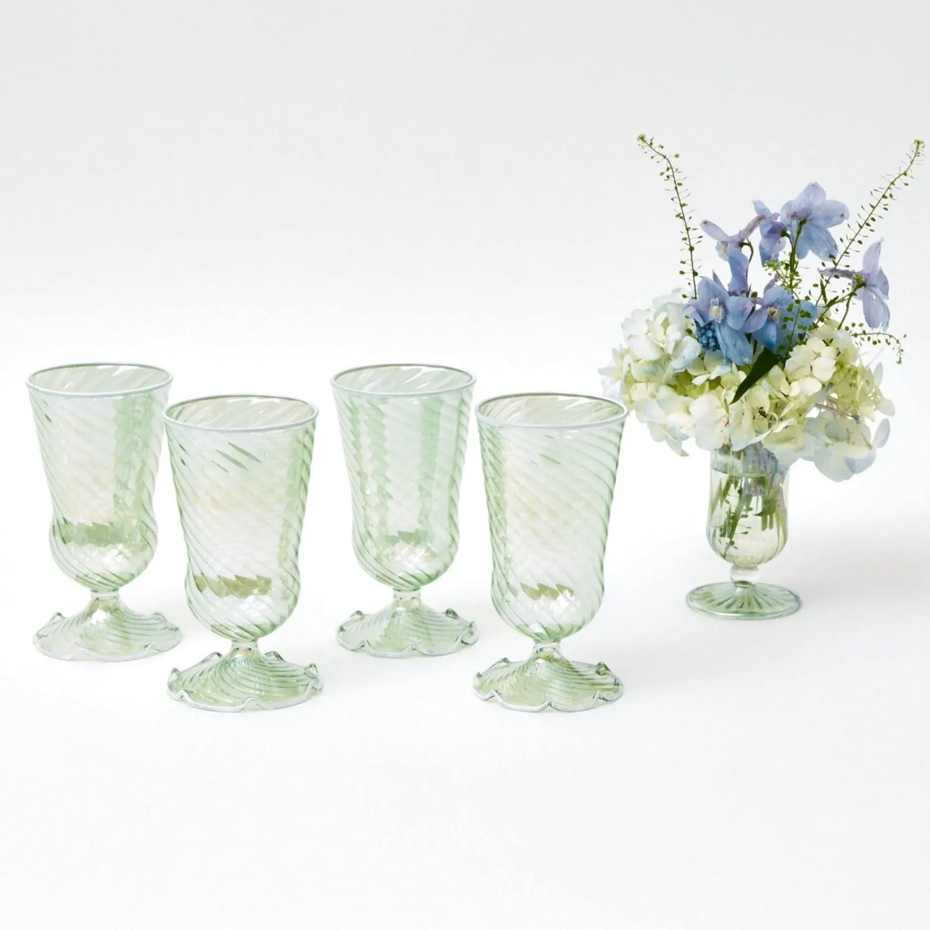 Online Mrs. Alice Green White Rim Frilled Glasses (Set Of 4)