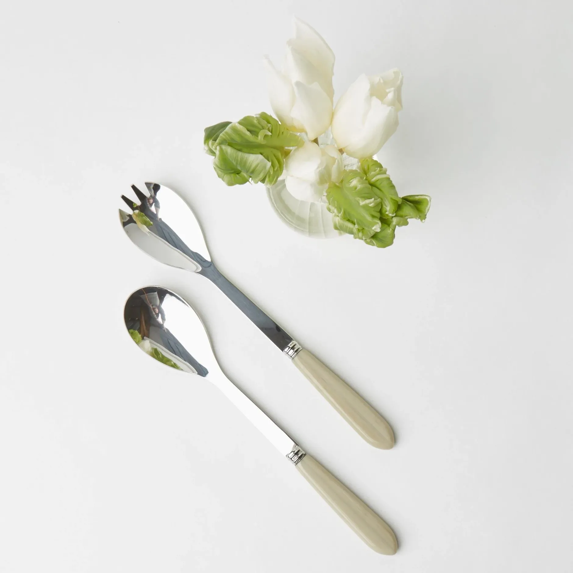 Mrs. Alice Grey Horn Salad Servers