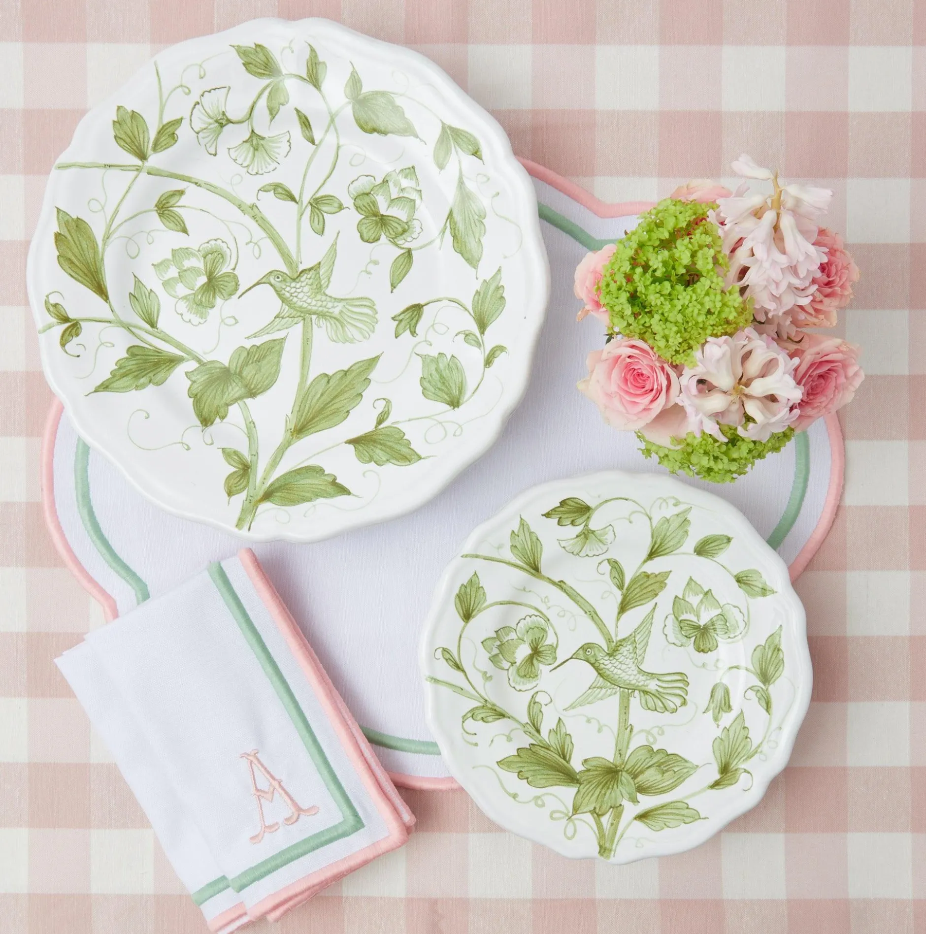 Clearance Mrs. Alice Hand Painted Hummingbird Dinner Plate