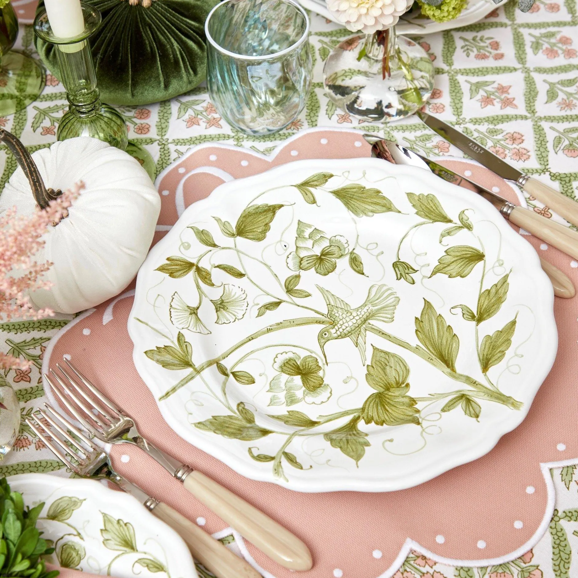 Clearance Mrs. Alice Hand Painted Hummingbird Dinner Plate