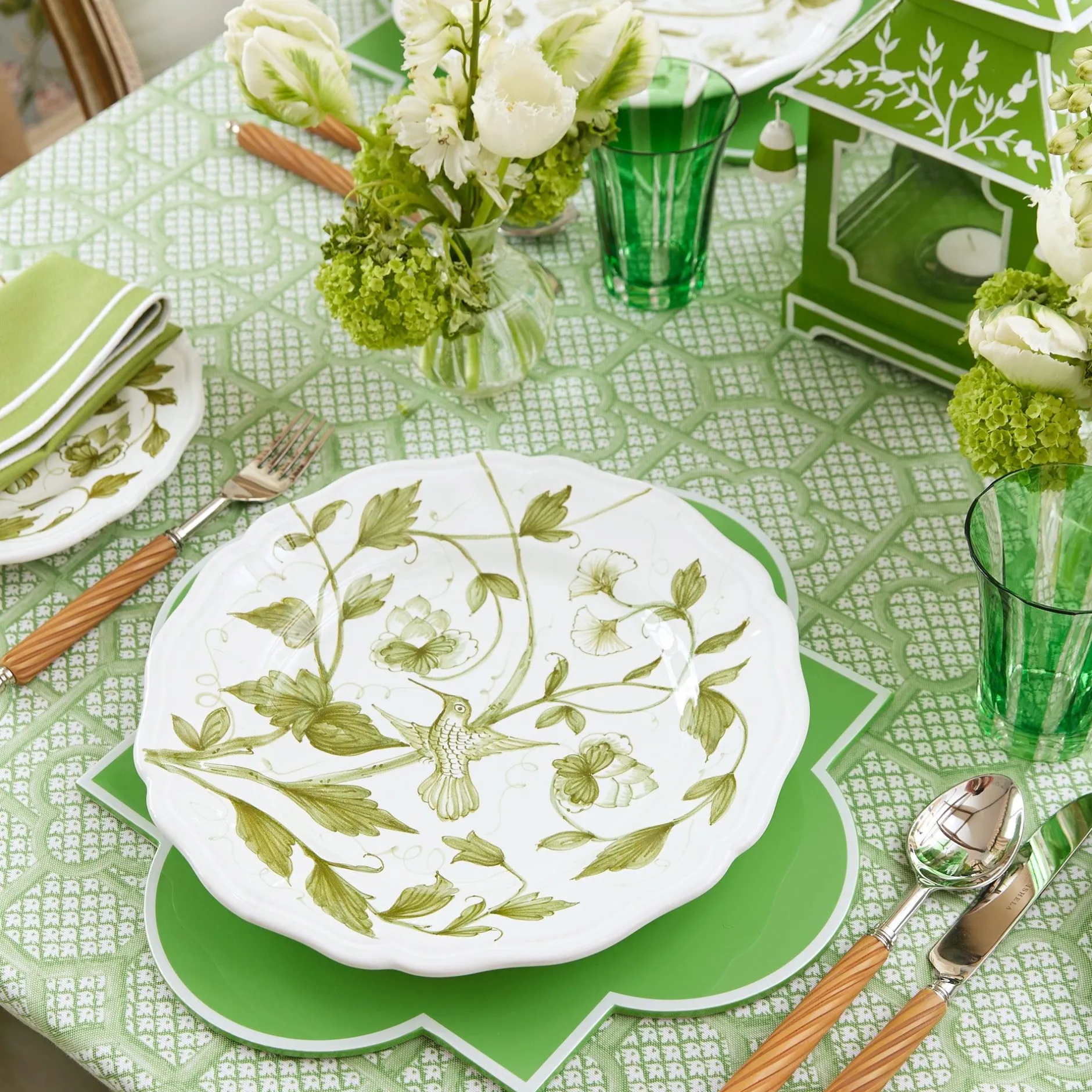 Clearance Mrs. Alice Hand Painted Hummingbird Dinner Plate