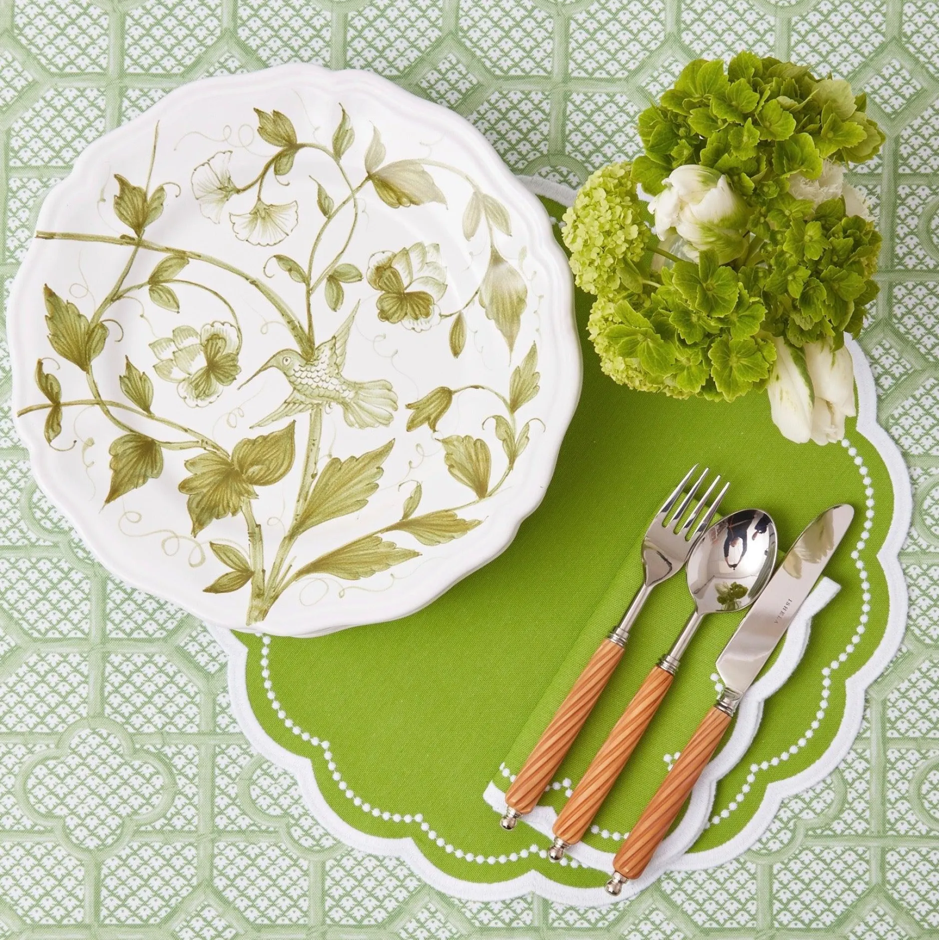 Clearance Mrs. Alice Hand Painted Hummingbird Dinner Plate