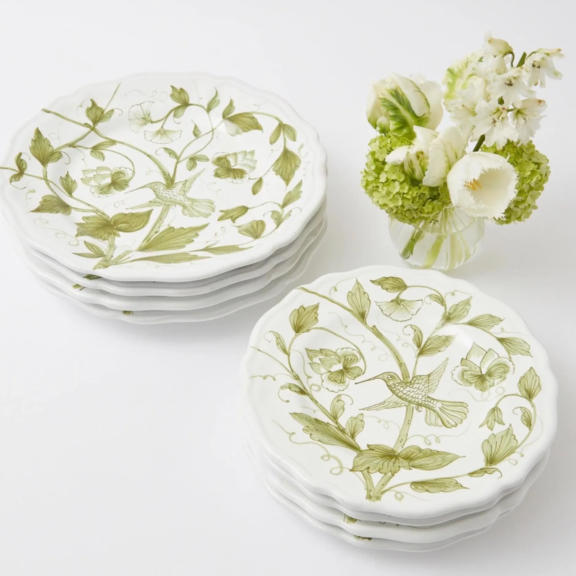 Clearance Mrs. Alice Hand Painted Hummingbird Dinner Plate