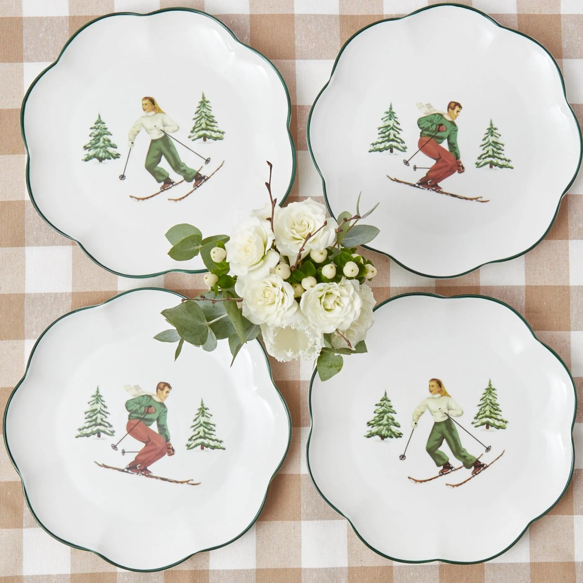 Online Mrs. Alice Heidi & Hans Skier Dinner Plate (Set Of 4)