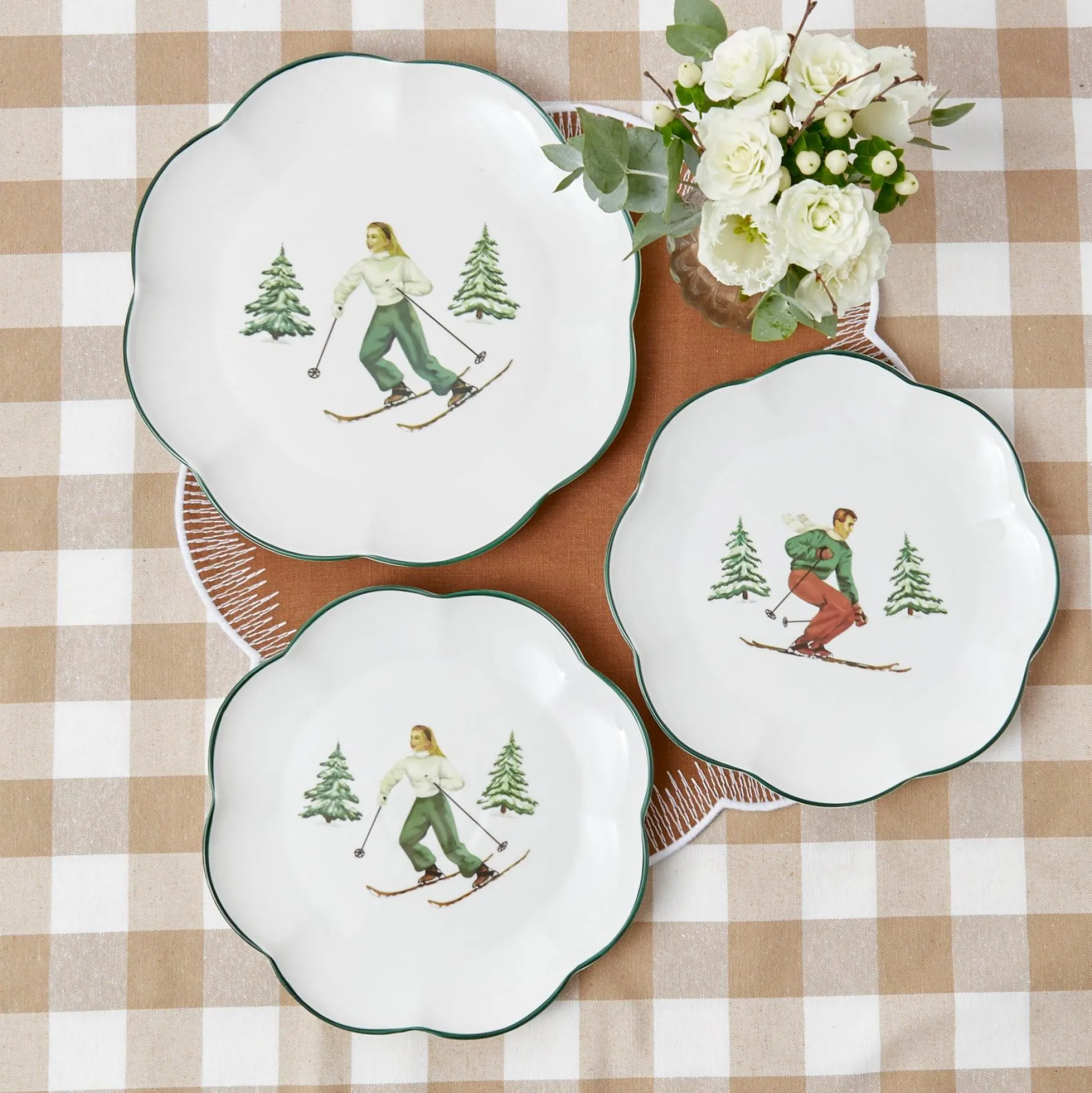 Sale Mrs. Alice Heidi & Hans Skier Dinner Plate (Set Of 4)