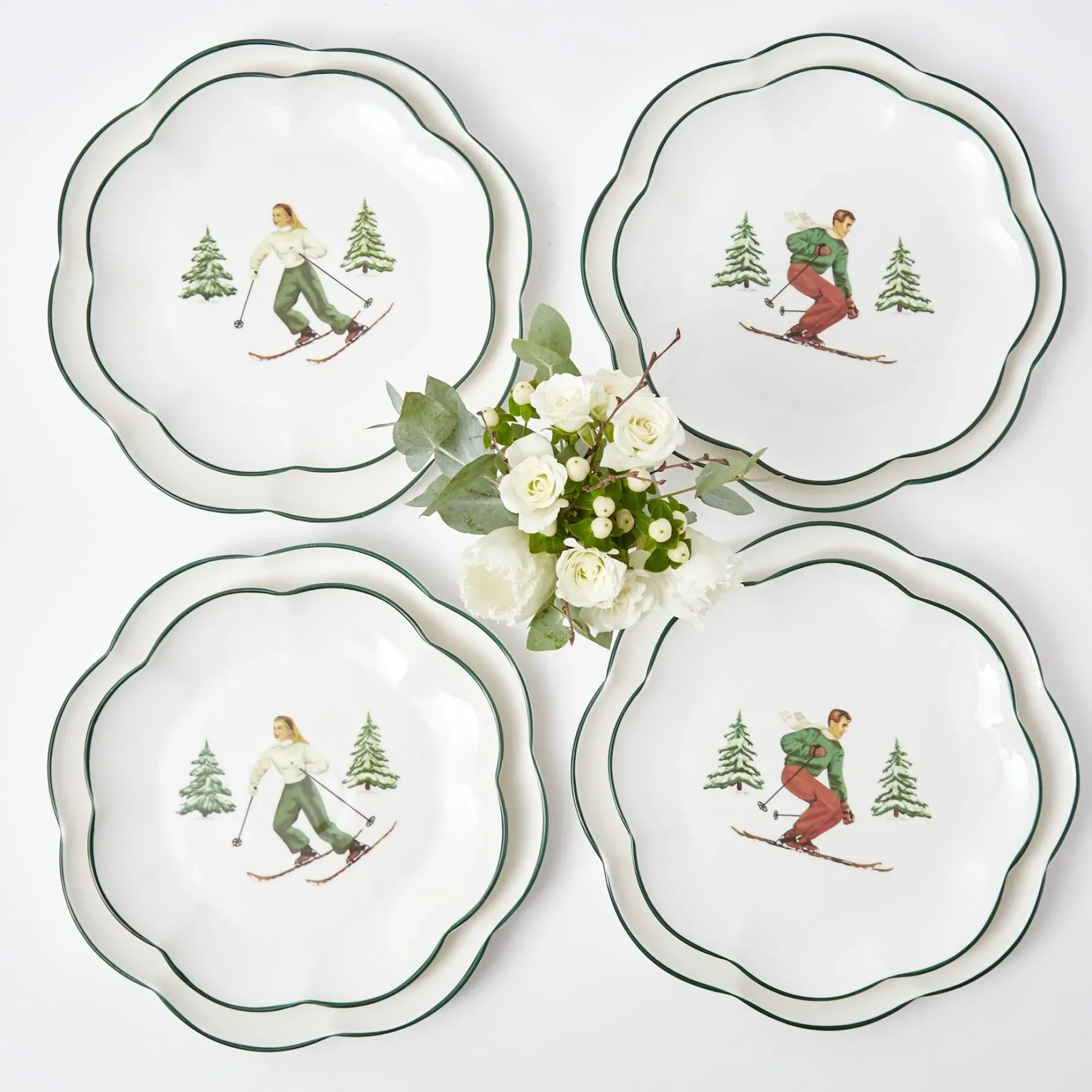 Mrs. Alice Heidi & Hans Skier Starter Plates (Set Of 4)