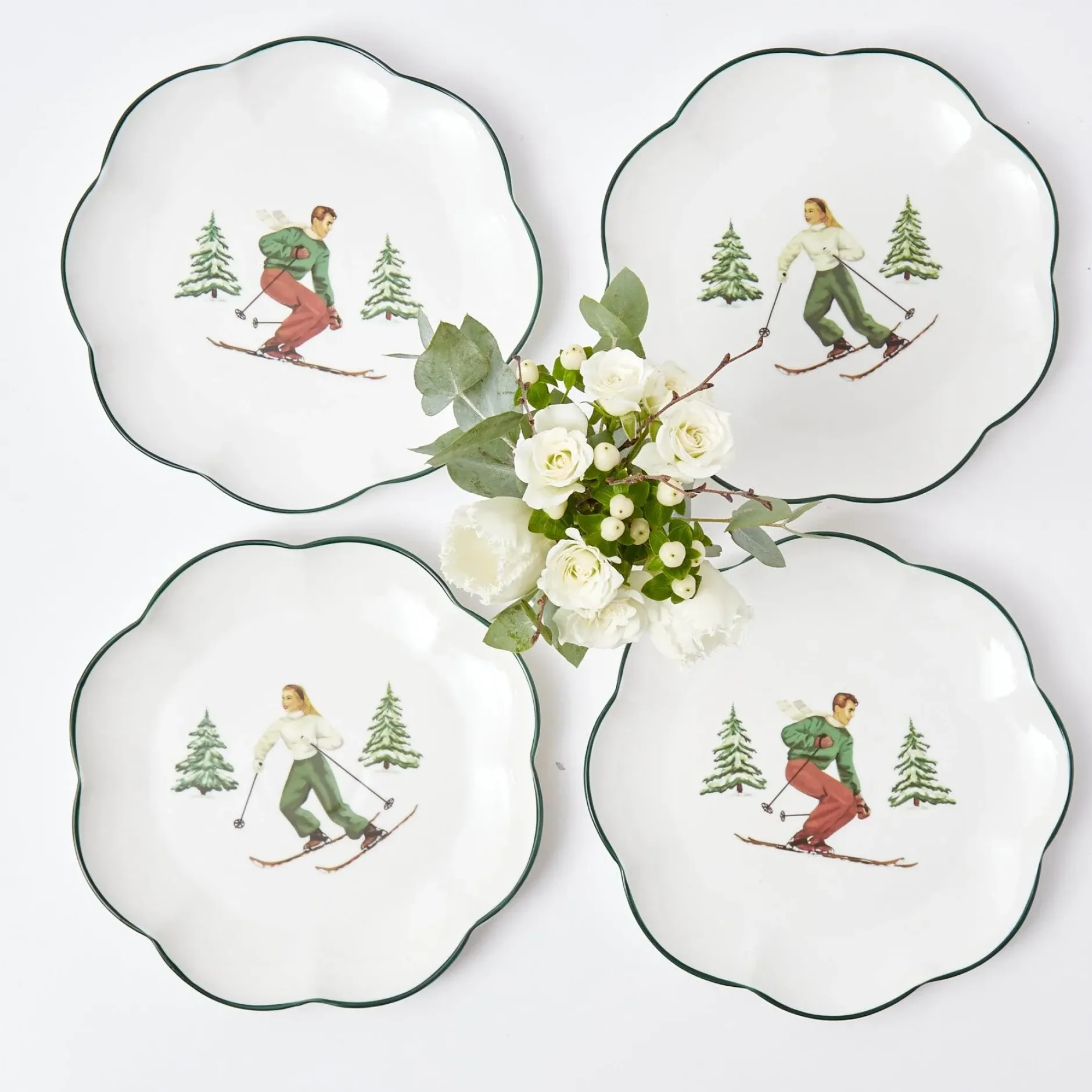 Mrs. Alice Heidi & Hans Skier Starter Plates (Set Of 4)
