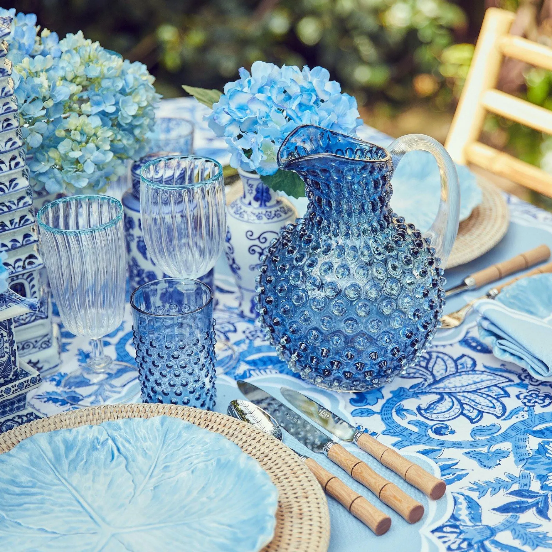 Outlet Mrs. Alice Hobnail Navy Glasses (Set Of 6)