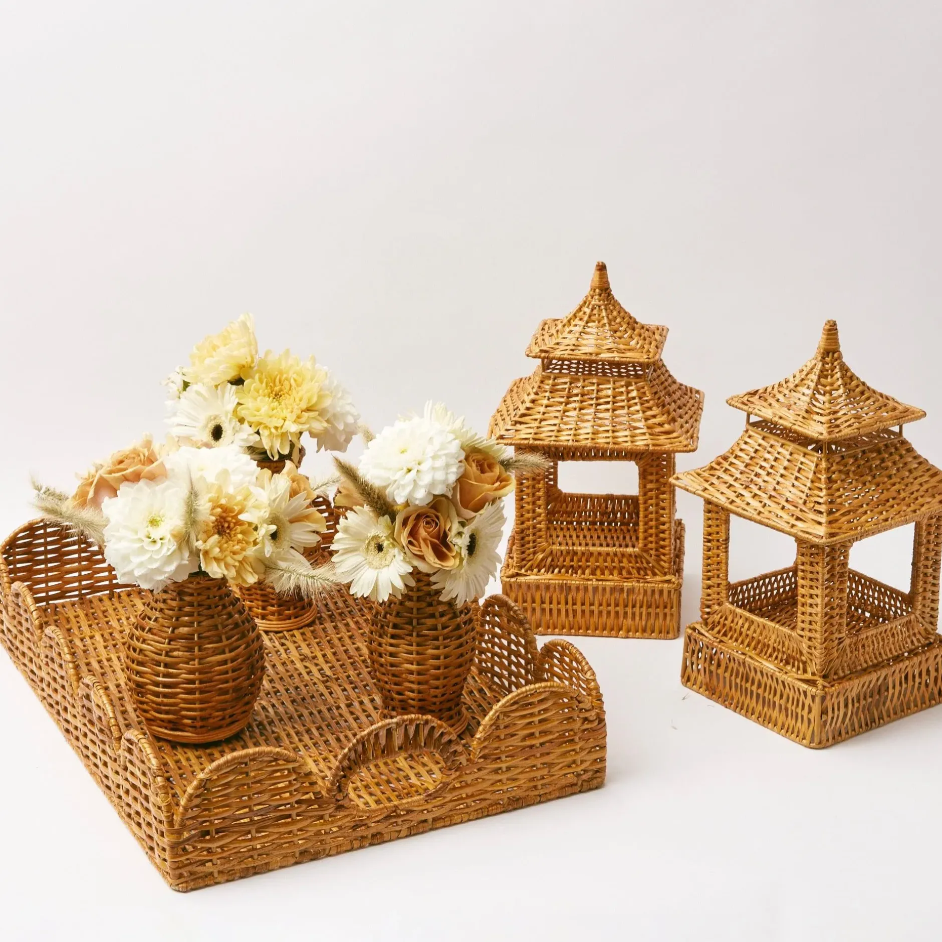 Mrs. Alice Honey Rattan Pagoda Lantern