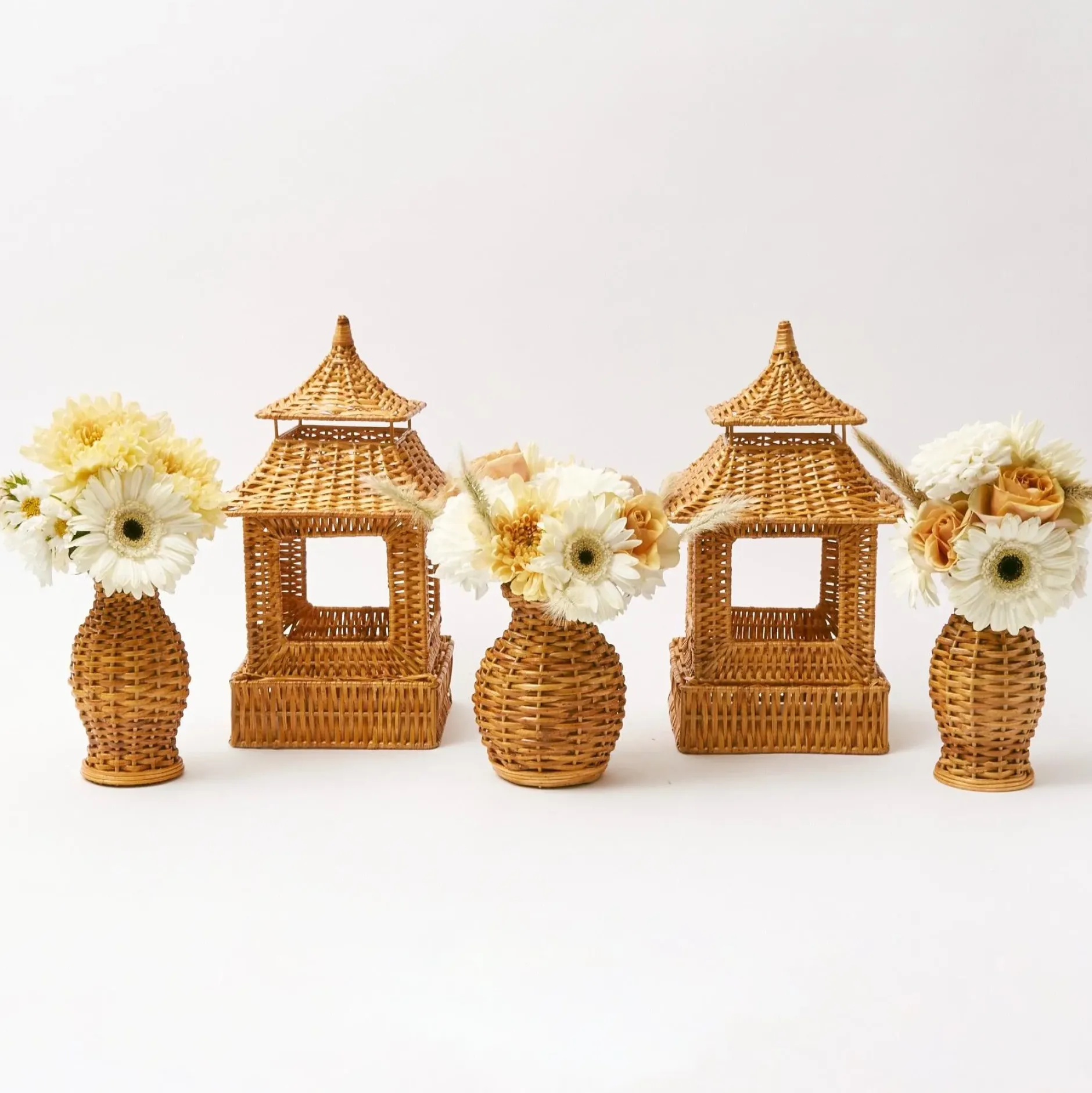 Mrs. Alice Honey Rattan Vase (Set Of 3)