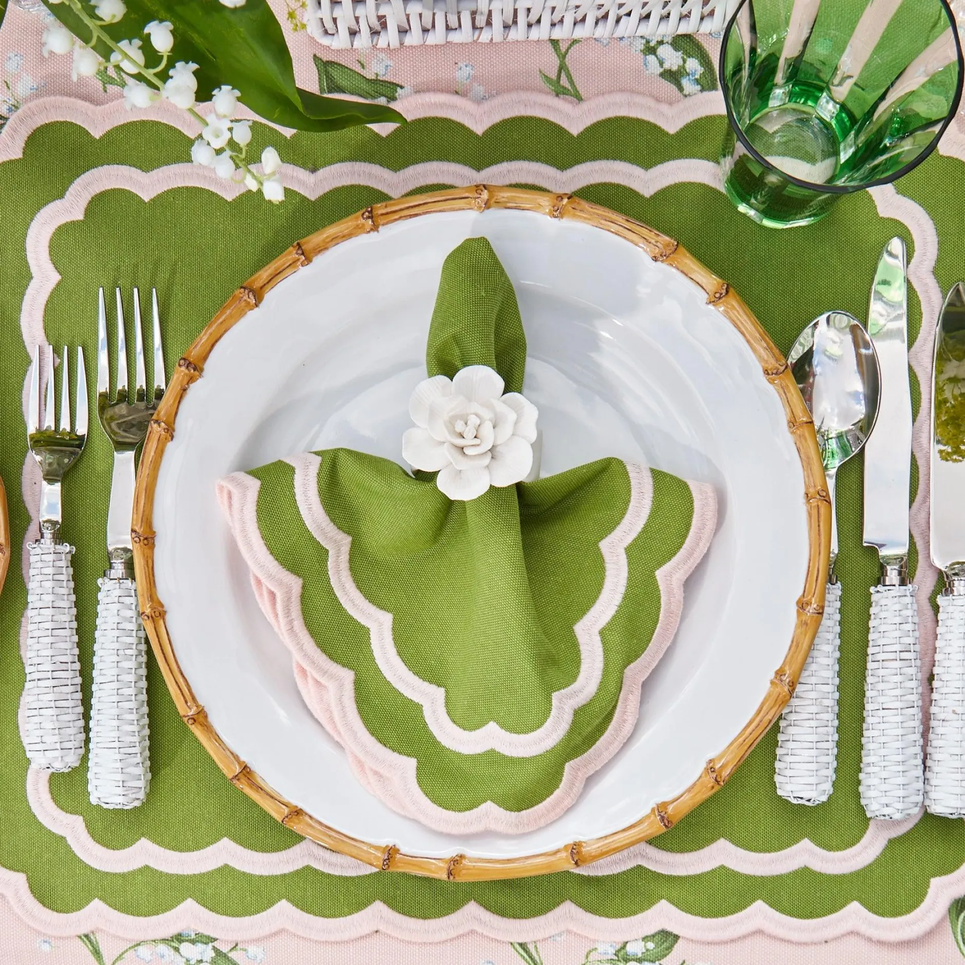 Online Mrs. Alice Isla Green & Pink Placemats & Napkins (Set Of 4)