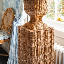Clearance Mrs. Alice Liliana Scalloped Rattan Pedestal And Urn