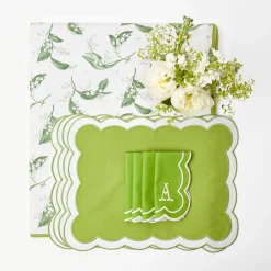 Hot Mrs. Alice Lily Of The Valley & Serena Green Applique Linen Set
