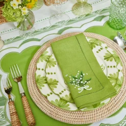 Best Mrs. Alice Lily Of The Valley Green Linen Napkins (Set Of 4)