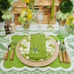 Best Mrs. Alice Lily Of The Valley Green Linen Napkins (Set Of 4)