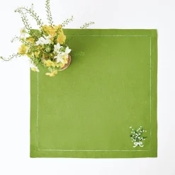 Best Mrs. Alice Lily Of The Valley Green Linen Napkins (Set Of 4)