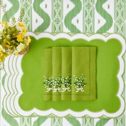 Best Mrs. Alice Lily Of The Valley Green Linen Napkins (Set Of 4)