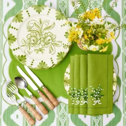 Best Mrs. Alice Lily Of The Valley Green Linen Napkins (Set Of 4)