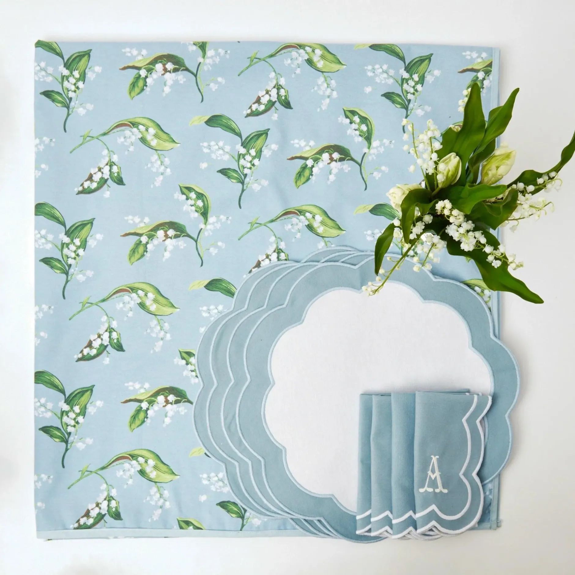 Mrs. Alice Lily Of The Valley Linen Set